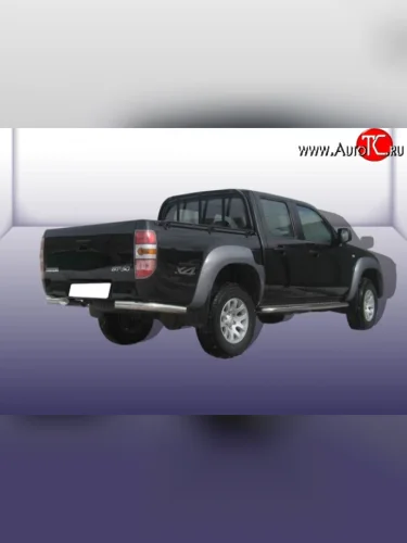 Защита заднего бампера из двух боковых уголков диаметром 76 мм Slitkoff (Нержавейка) Mazda BT-50 (2006-2011)