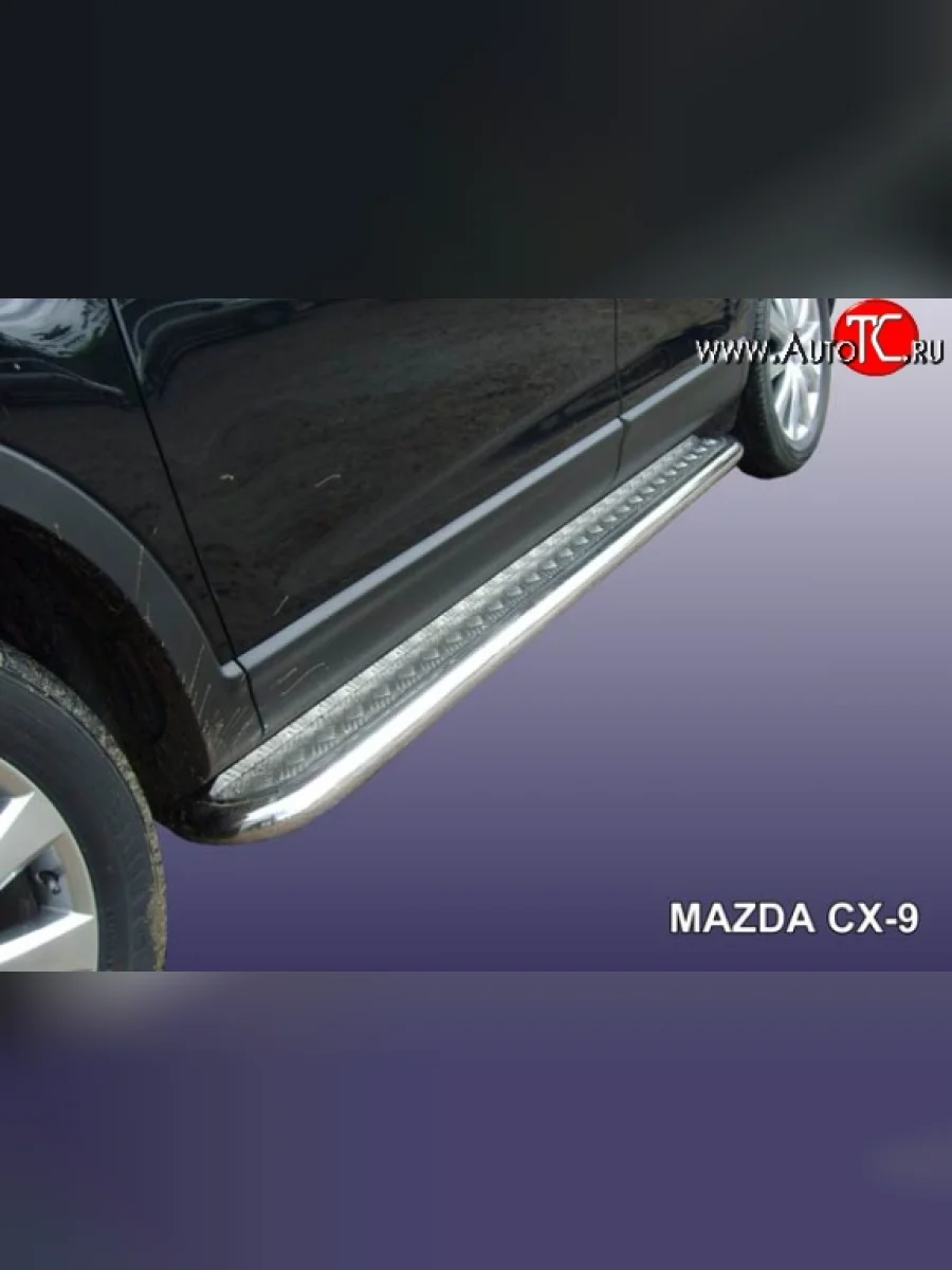 Широкая защита порогов Slitkoff Mazda CX-9 TB дорестайлинг (2007-2009)  в Воронеже Воронежской области