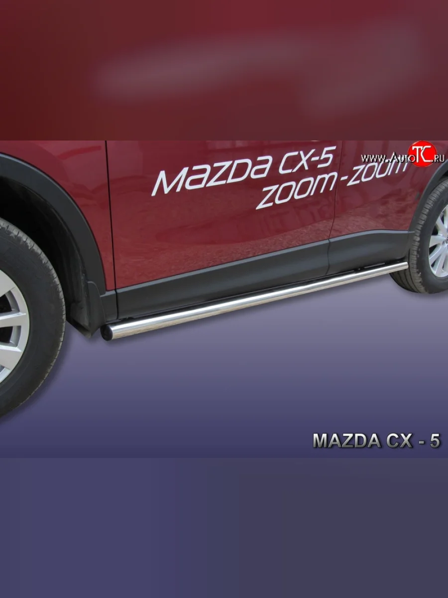 Защита порогов из круглой трубы диаметром 57 мм Slitkoff Mazda CX-5 KE дорестайлинг (2011-2014) (Нержавейка, Полированная)  с доставкой в г. Керчь