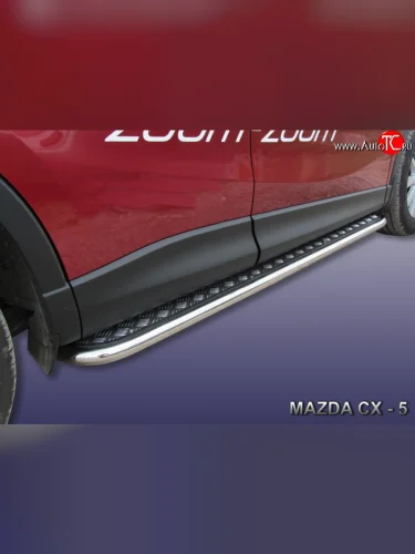 Широкая защита порогов Slitkoff (Нержавейка) Mazda CX-5  KE (2011-2017) дорестайлинг, рестайлинг