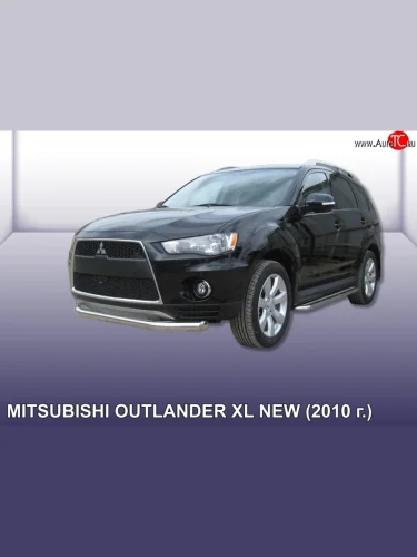 Одинарная защита переднего бампера диаметром 76 мм Slitkoff (Нержавейка) Mitsubishi Outlander XL (CW)  рестайлинг (2010-2013)