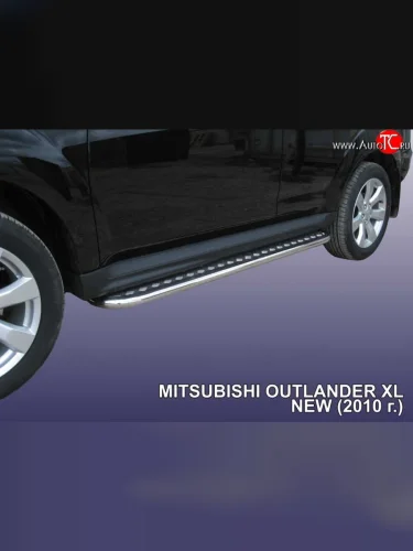 Широкая защита порогов Slitkoff Mitsubishi Outlander  XL (2010-2013) (CW)  рестайлинг