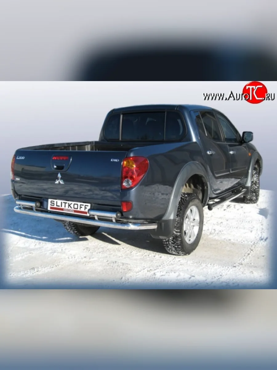 Защита заднего бампера Slitkoff (Ø 57 мм) Mitsubishi L200 4  дорестайлинг (2006-2014) (Нержавеющая сталь)  с доставкой в г. Керчь