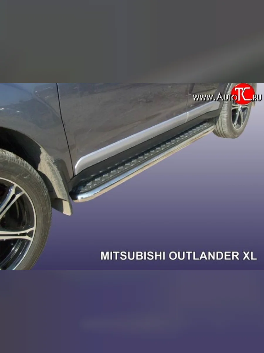Широкая защита порогов Slitkoff Mitsubishi Outlander XL (CW)  дорестайлинг (2005-2009)  в Керчи Республика Крым