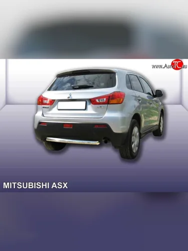 Защита заднего бампера из короткой трубы диаметром 57 мм Slitkoff (Нержавейка) Mitsubishi ASX дорестайлинг (2010-2012)