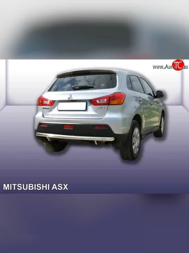 Защита заднего бампера из длинной трубы диаметром 57 мм Slitkoff (Нержавейка) Mitsubishi ASX (2010-2012) дорестайлинг