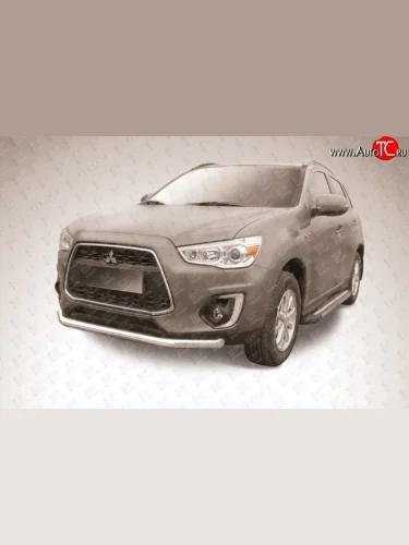 Одинарная защита переднего бампера диаметром 76 мм Slitkoff Mitsubishi ASX (2013-2016) 1-ый рестайлинг
