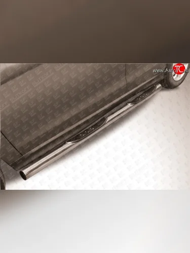 Защита порогов из трубы d76 мм с пластиковыми вставками для ног Slitkoff (Нержавейка) Mitsubishi ASX 1-ый рестайлинг (2013-2016)