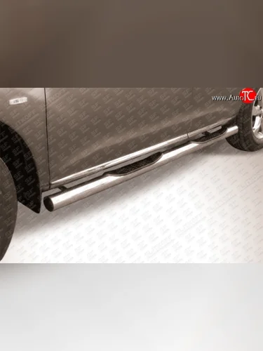 Защита порогов из трубы d76 мм с пластиковыми вставками для ног Slitkoff (Нержавейка) Nissan Murano  2 Z51 (2010-2016) рестайлинг