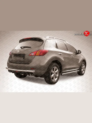 Одинарная защита заднего бампера из трубы диаметром 57 мм Slitkoff (Нержавейка) Nissan Murano  2 Z51 (2010-2016) рестайлинг