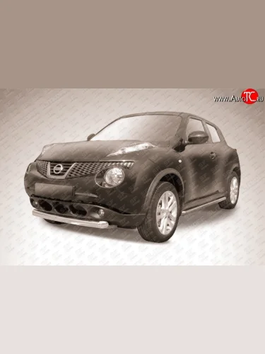 Защита переднего бампера из короткой трубы диаметром 76 мм Slitkoff Nissan Juke  1 YF15 (2010-2014) дорестайлинг