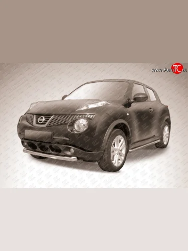 Защита переднего бампера из короткой трубы диаметром 57 мм Slitkoff Nissan Juke  1 YF15 (2010-2014) дорестайлинг