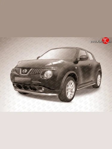 Одинарная защита переднего бампера из трубы диаметром 57 мм Slitkoff Nissan Juke  1 YF15 (2010-2014) дорестайлинг