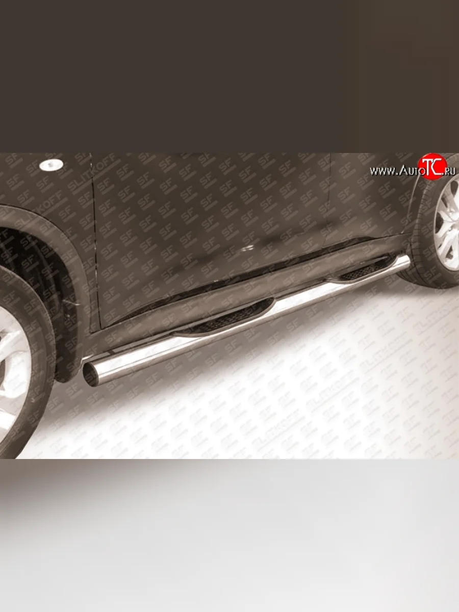 Защита порогов с проступями d76 мм Slitkoff  Nissan Juke (2010-2014) 1 YF15 (нержавейка полированная)  в Самаре Самарской области