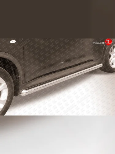 Защита порогов d57 мм Slitkoff (нержавейка полированная) Nissan Juke 1 YF15 дорестайлинг (2010-2014)