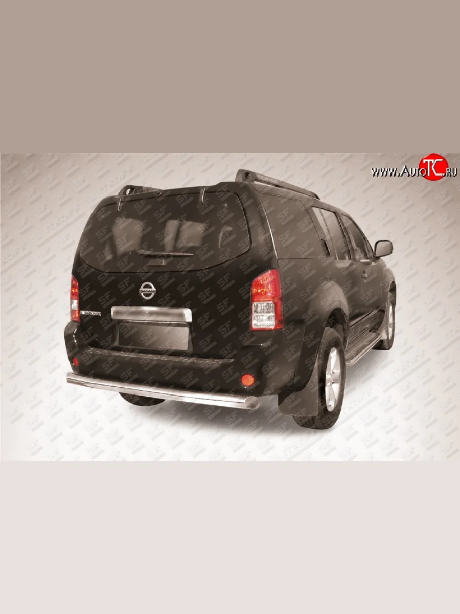 Защита заднего бампера из длинной трубы диаметром 76 мм Slitkoff  Nissan Pathfinder (2004-2007) R51 (Нержавейка, Полированная)  с доставкой в г. Керчь
