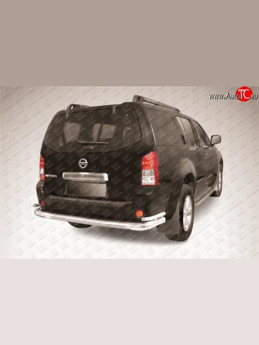 Двойная защита заднего бампера из трёх труб диаметром 76 и 42 мм Slitkoff (Нержавейка) Nissan Pathfinder  R51 (2004-2007) дорестайлинг