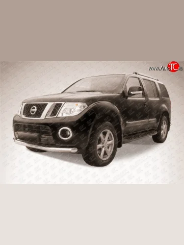 Защита переднего бампера Slitkoff (Ø76) (Нержавейка) Nissan Pathfinder  R51 (2009-2014) рестайлинг