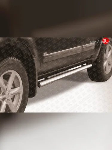 Защита порогов из круглой трубы диаметром 76 мм Slitkoff (Нержавейка) Nissan Pathfinder R51 рестайлинг (2009-2014)