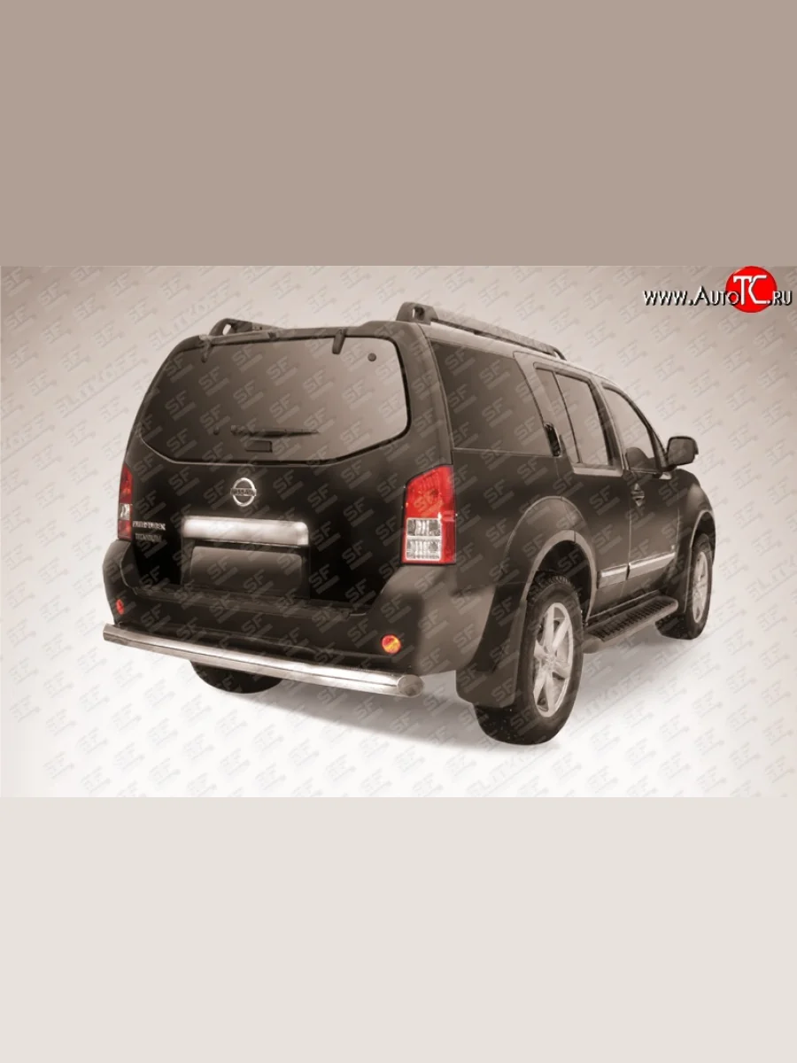 Защита заднего бампера из трубы диаметром 76 мм Slitkoff Nissan Pathfinder R51 рестайлинг (2009-2014) (Нержавейка, Полированная)  с доставкой в г. Керчь