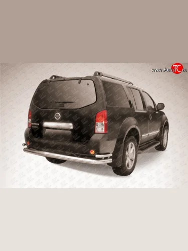 Двойная защита заднего бампера из трёх труб диаметром 76 и 42 мм Slitkoff (Нержавейка) Nissan Pathfinder  R51 (2009-2014) рестайлинг