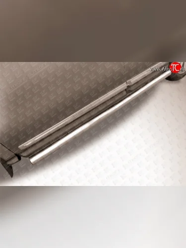 Защита порогов из круглой трубы диаметром 76 мм Slitkoff (Нержавейка) Nissan Pathfinder R52 дорестайлинг (2012-2017)