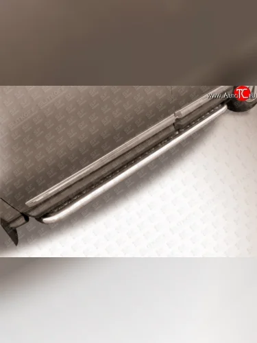 Широкая защита порогов из трубы диаметром 57 мм Slitkoff Nissan Pathfinder  R52 (2012-2017) дорестайлинг