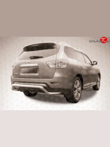 Защита заднего бампера из фигурной трубы диаметром 57 мм Slitkoff (Нержавейка) Nissan Pathfinder  R52 (2012-2017) дорестайлинг