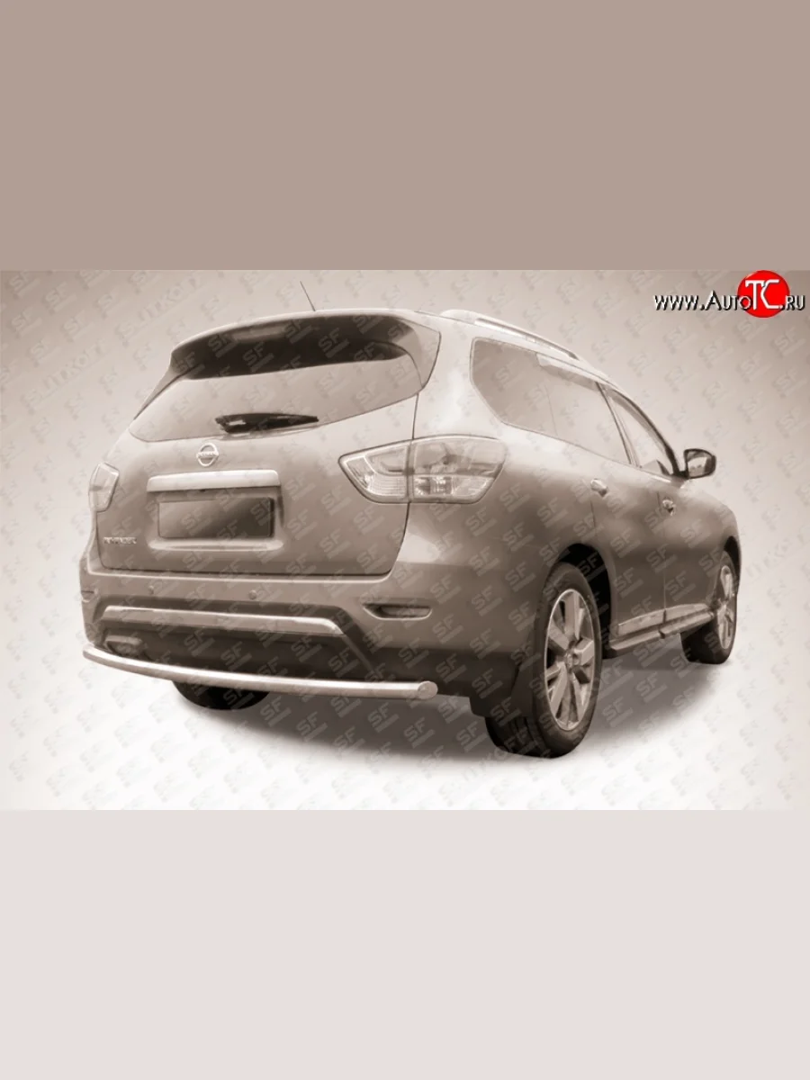 Защита заднего бампера из трубы диаметром 57 мм Slitkoff  Nissan Pathfinder (2012-2017) R52 (Нержавейка, Полированная)  с доставкой в г. Керчь