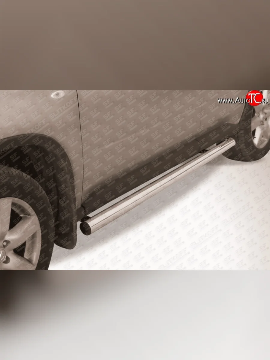 Защита порогов из круглой трубы диаметром 76 мм Slitkoff  Nissan X-trail (2007-2011) 2 T31 (Цвет: нержавеющая полированная сталь)  в Перми Пермском крае
