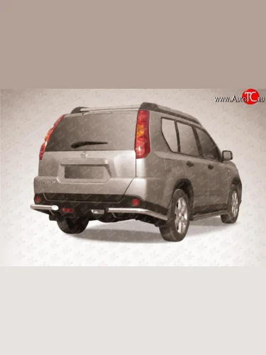 Защита заднего бампера из двух боковых уголков диаметром 57 мм Slitkoff Nissan X-trail  2 T31 (2007-2011) дорестайлинг