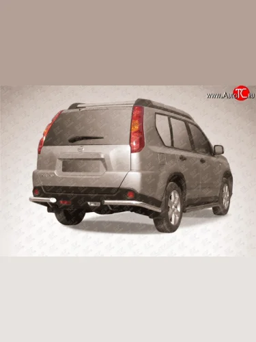 Защита заднего бампера из двух боковых уголков диаметром 57 мм Slitkoff Nissan X-trail  2 T31 (2010-2015) рестайлинг
