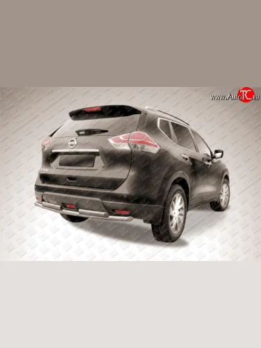 Защита заднего бампера из длинной и двух коротких труб диаметром по 57 мм Slitkoff Nissan X-trail  3 T32 (2013-2018) дорестайлинг