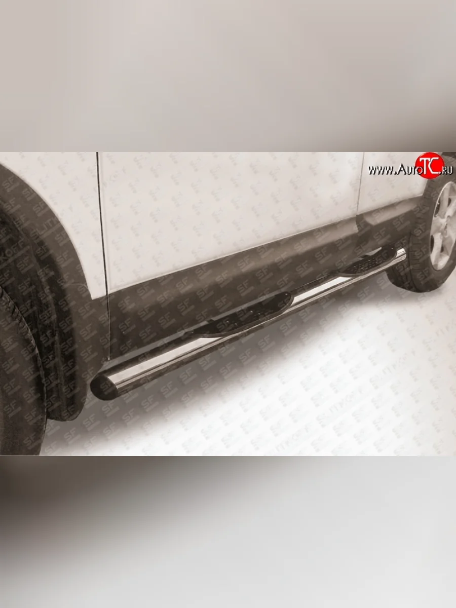 Защита порогов из трубы d76 мм с пластиковыми вставками для ног Slitkoff  Nissan Qashqai (2007-2010) 1 J10 (Нержавейка, Полированная)  в Самаре Самарской области