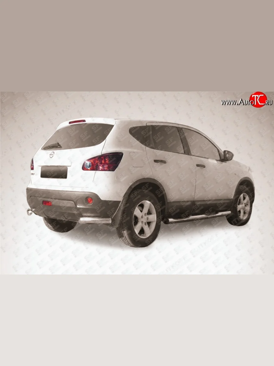 Защита заднего бампера из двух боковых уголков диаметром 57 мм Slitkoff Nissan Qashqai 1 J10 дорестайлинг (2007-2010) (Нержавейка, Полированная)  в Самаре Самарской области