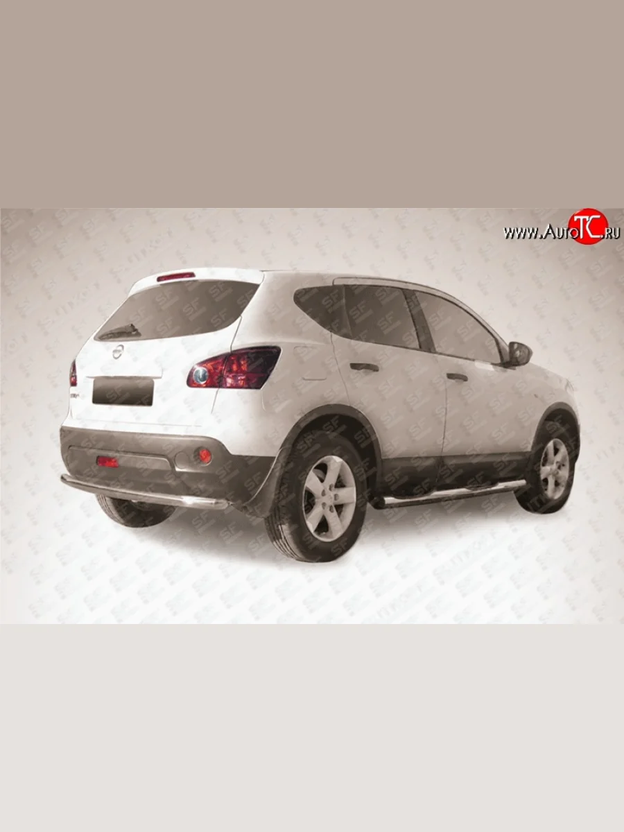 Защита заднего бампера из трубы диаметром 57 мм Slitkoff  Nissan Qashqai (2010-2013) 1 (Цвет: нержавеющая полированная сталь)  в Воронеже Воронежской области