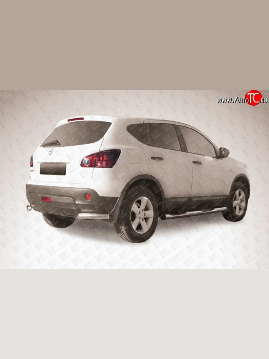 Защита заднего бампера из двух боковых уголков диаметром 57 мм Slitkoff Nissan Qashqai 1 J10 рестайлинг (2010-2013) (Цвет: нержавеющая полированная сталь)  в Воронеже Воронежской области