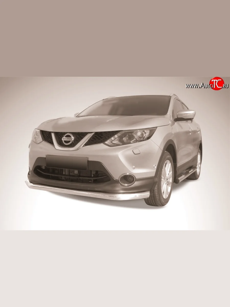 Одинарная защита переднего бампера из трубы диаметром 76 мм Slitkoff  Nissan Qashqai (2013-2019) 2 (Нержавейка, Полированная)  в Самаре Самарской области