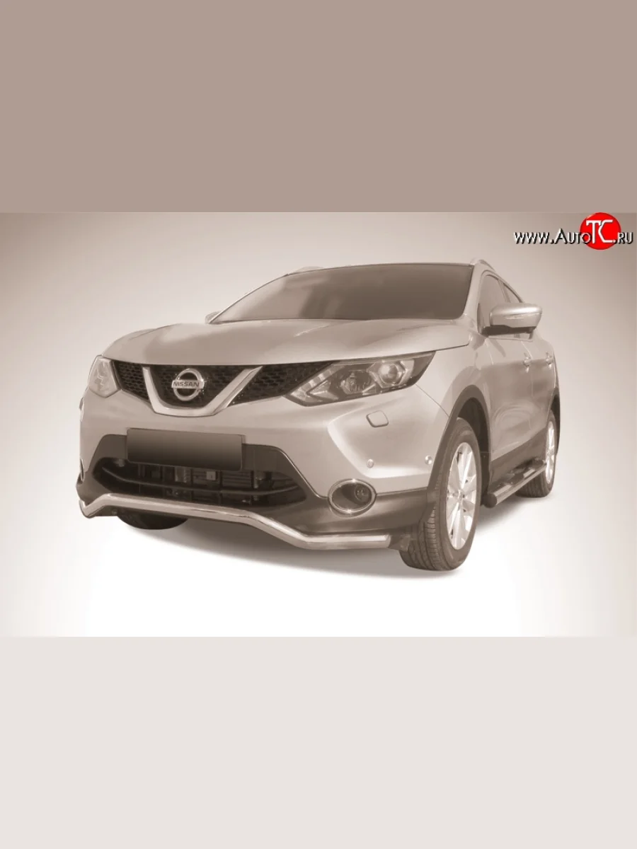 Фигурная защита переднего бампера диаметром 57 мм Slitkoff  Nissan Qashqai (2013-2019) 2 (Нержавейка, Полированная)  с доставкой в г. Керчь