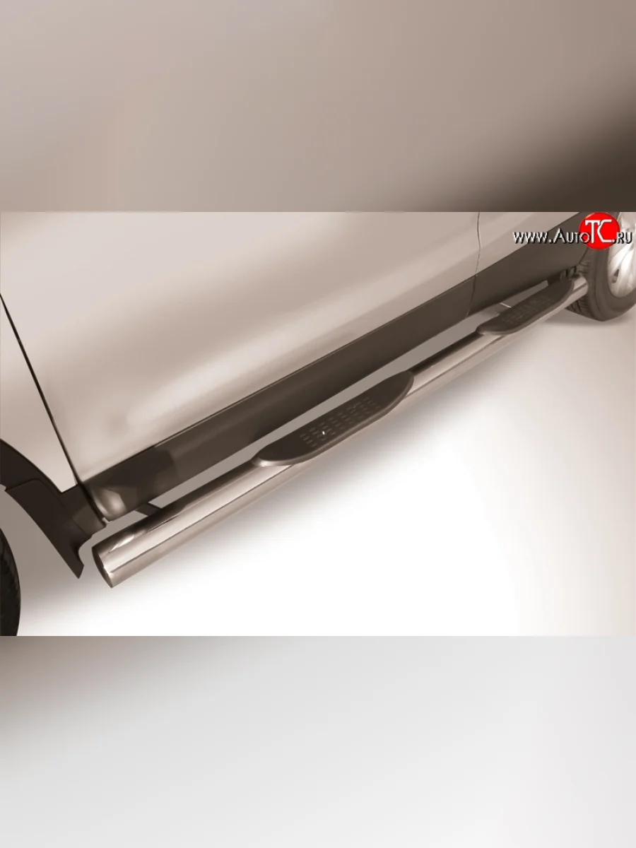 Защита порогов из трубы d76 мм с пластиковыми вставками для ног Slitkoff  Nissan Qashqai (2013-2019) 2 (Нержавейка, Полированная)  в Самаре Самарской области