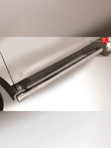 Защита порогов из круглой трубы диаметром 76 мм Slitkoff (Нержавейка) Nissan Qashqai  2 (2013-2019) J11 дорестайлинг