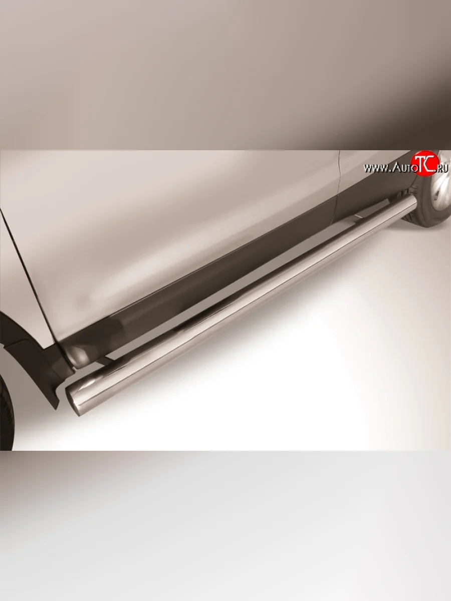 Защита порогов из круглой трубы диаметром 76 мм Slitkoff Nissan Qashqai 2 J11 дорестайлинг (2013-2019) (Нержавейка, Полированная)  в Керчи Республика Крым