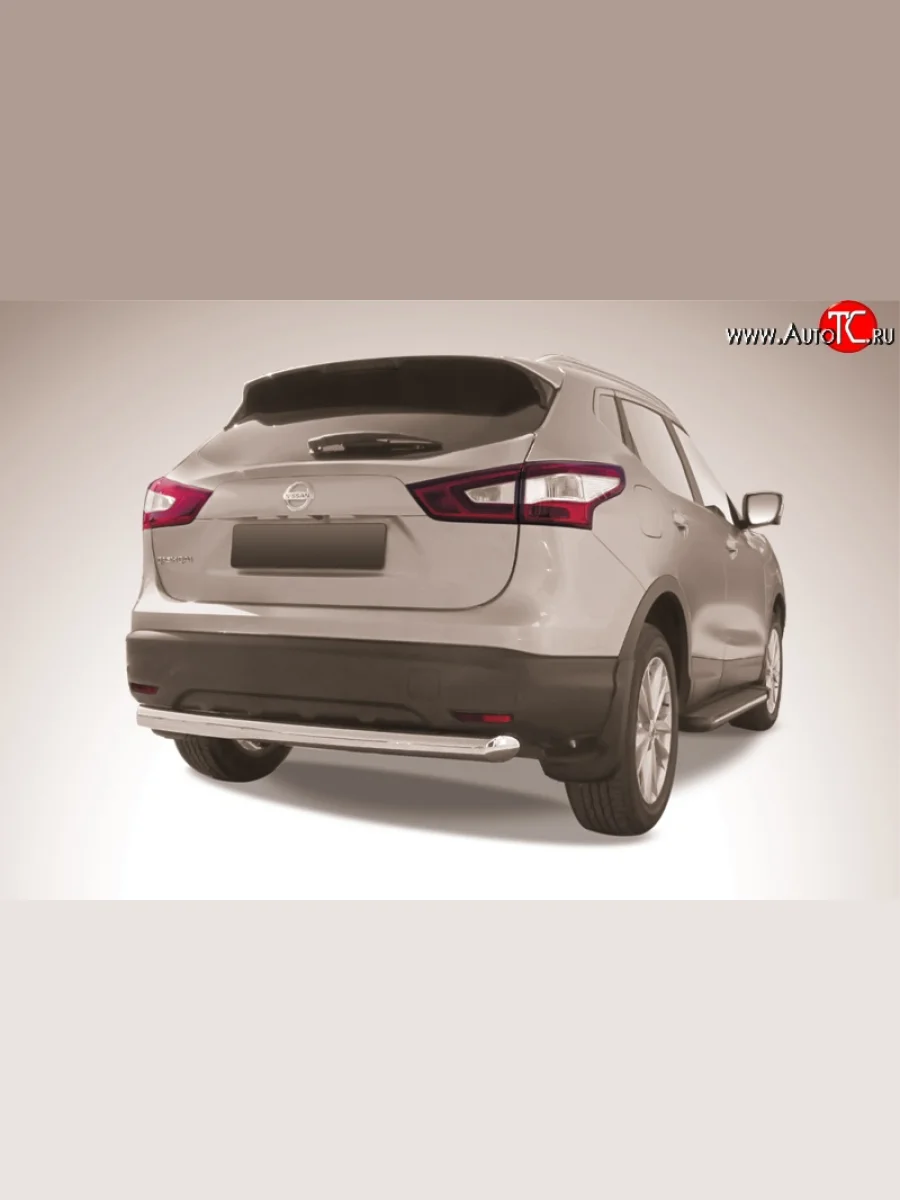 Одинарная защита заднего бампера из трубы диаметром 76 мм Slitkoff Nissan Qashqai 2 J11 дорестайлинг (2013-2019) (Нержавейка, Полированная)  с доставкой в г. Керчь