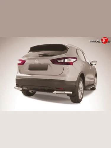 Защита заднего бампера из двух боковых уголков диаметром 76 мм Slitkoff (Нержавейка) Nissan Qashqai 2 J11 дорестайлинг (2013-2019)