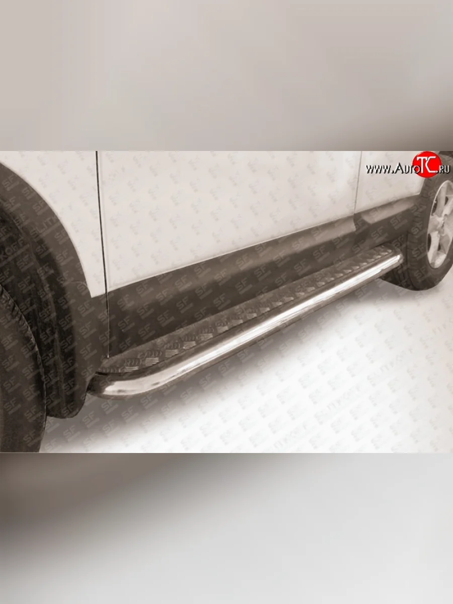 Широкая защита порогов Slitkoff Nissan Qashqai +2 1 J10 рестайлинг (2010-2014) (Нержавейка, Полированная)  в Перми Пермском крае
