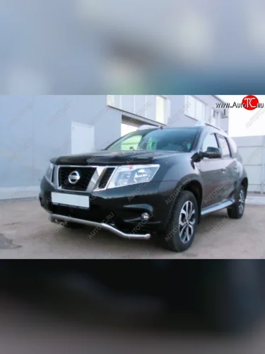 Защита переднего бампера Slitkoff (Ø 57, волна) (Нержавеющая сталь) Nissan Terrano  D10 (2013-2022) дорестайлинг, рестайлинг