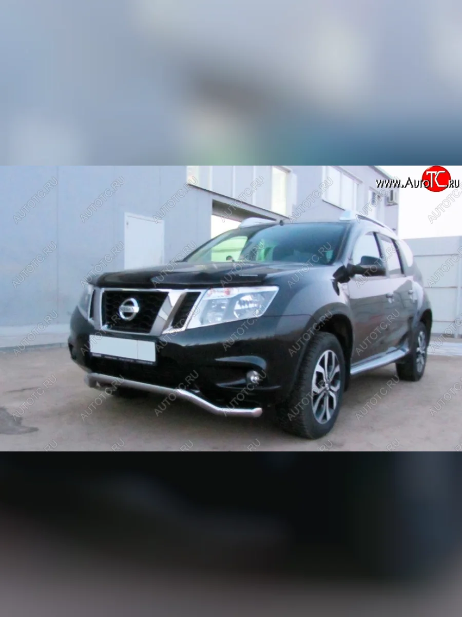 Защита переднего бампера Slitkoff (Ø 57, волна) Nissan Terrano D10 рестайлинг (2016-2022) (Нержавеющая сталь)  в Керчи Республика Крым