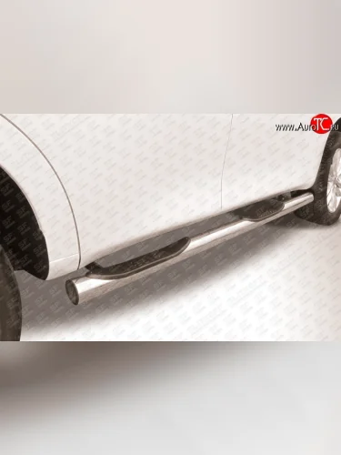 Защита порогов из трубы d76 мм с пластиковыми вставками для ног Slitkoff (Нержавейка) Nissan Patrol  6 (2010-2014) Y62 дорестайлинг