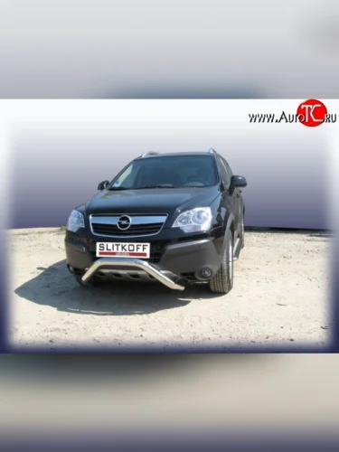 Усиленная защита переднего бампера из трубы диаметром 76 мм Slitkoff Opel Antara (2006-2010)