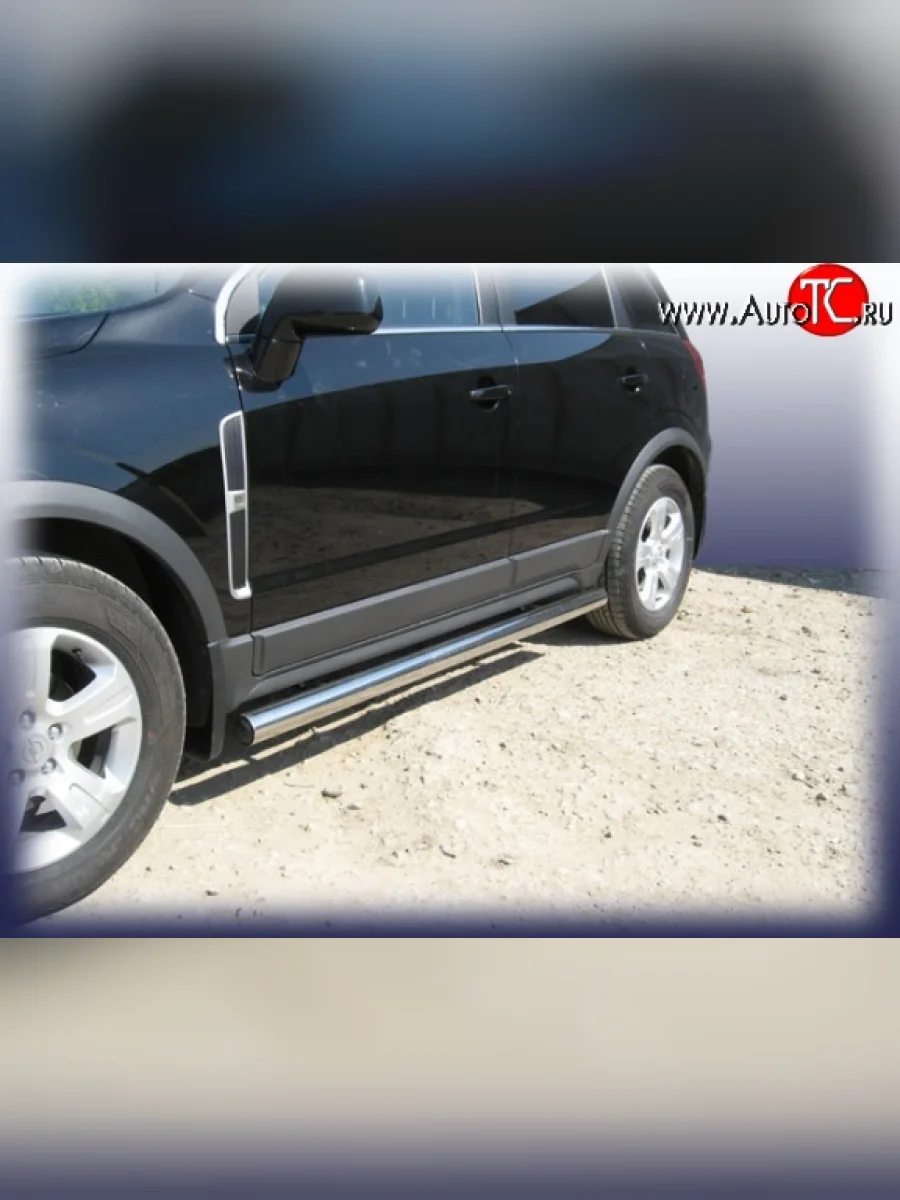 Защита порогов из круглой трубы диаметром 57 мм Slitkoff Opel Antara (2006-2010) (Цвет: нержавеющая полированная сталь)  в Перми Пермском крае